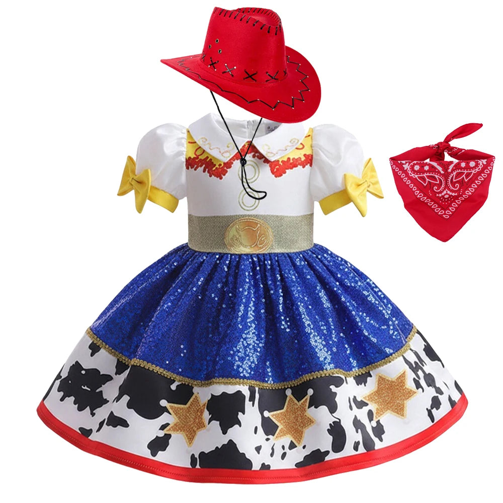 Girls Movie Jessie-Inspired Dress Cowgirl Costume Costume Kids Fancy Outfit Clothes
