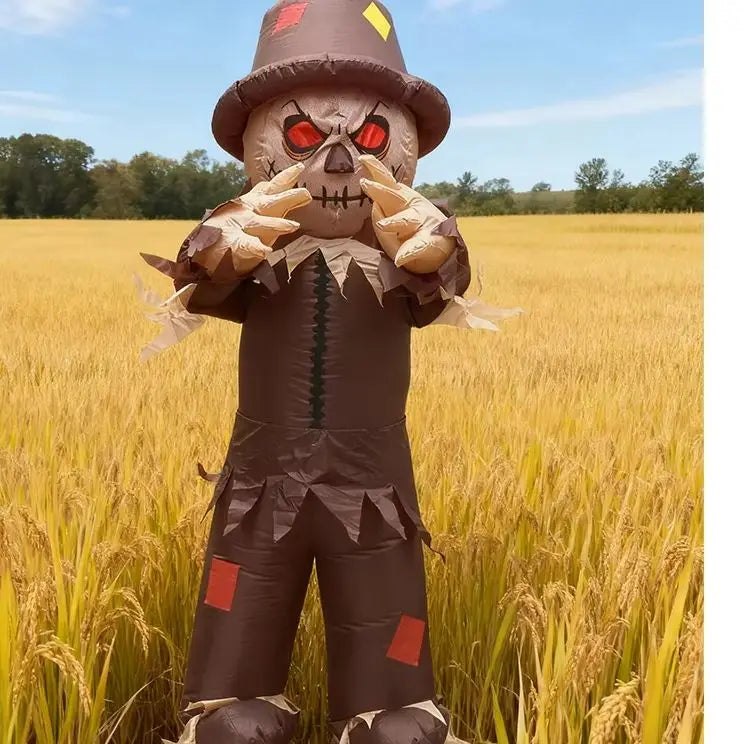 Haunted House Scarecrow Inflatable Costume Glowing Eyes Costume Horror Costume Full