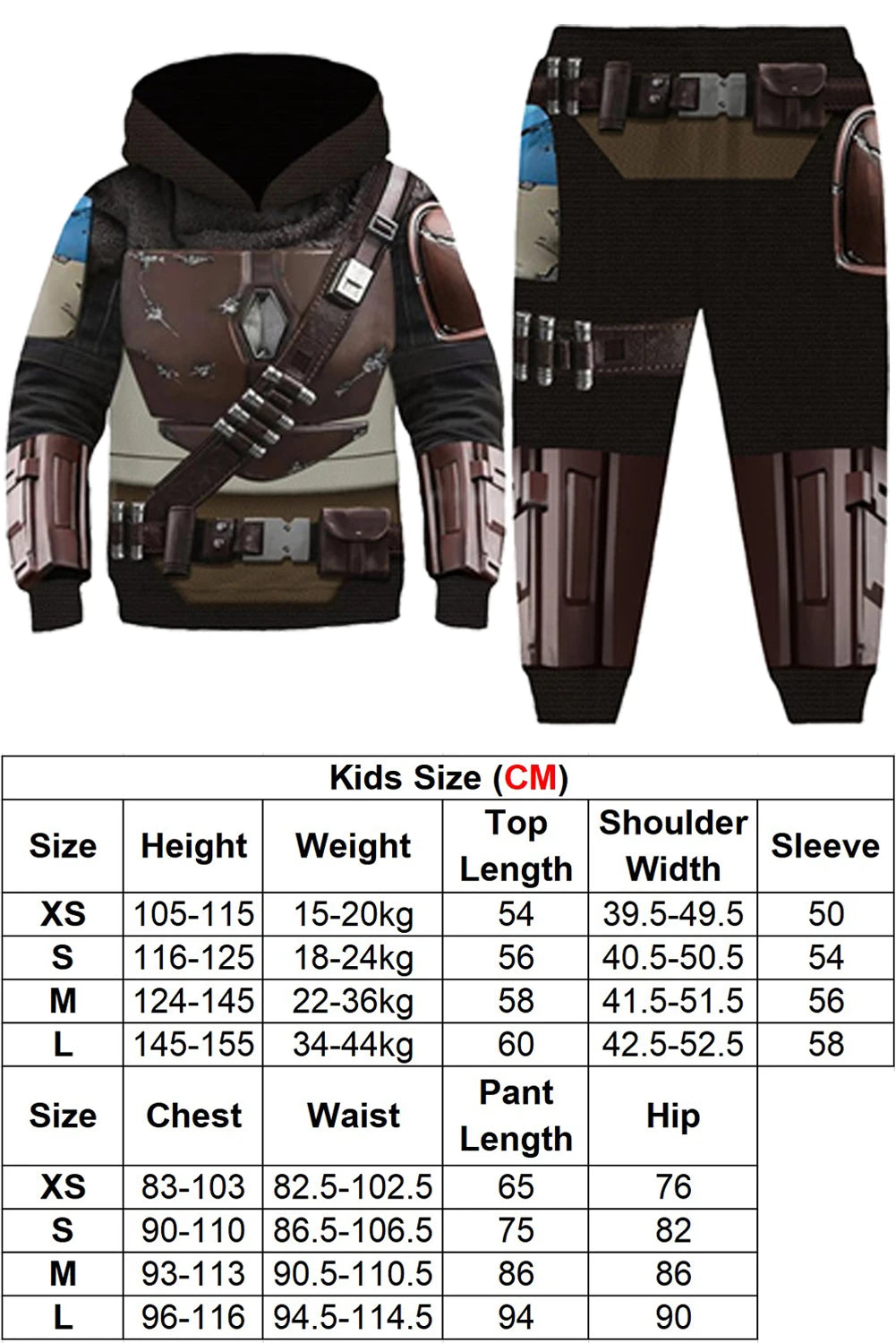 Din Djarin Costume Adult Kids Battle Armor Printed Hoodie Pant Movie Space Bounty Hunter - Adult Suit C / XS（old）