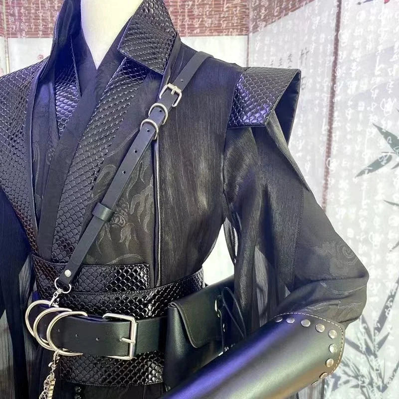 Dark Black Gothic Moran Costume Men's Crowley Suit Niche Halloween Anime Costume Comics - full set / M