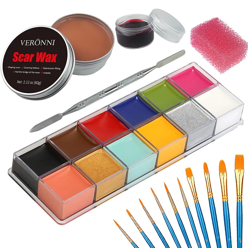 12/20 Colors Face Body Painting Fake Blood ,Halloween Professional Special Effects Makeup Kit with Wound - product image 28