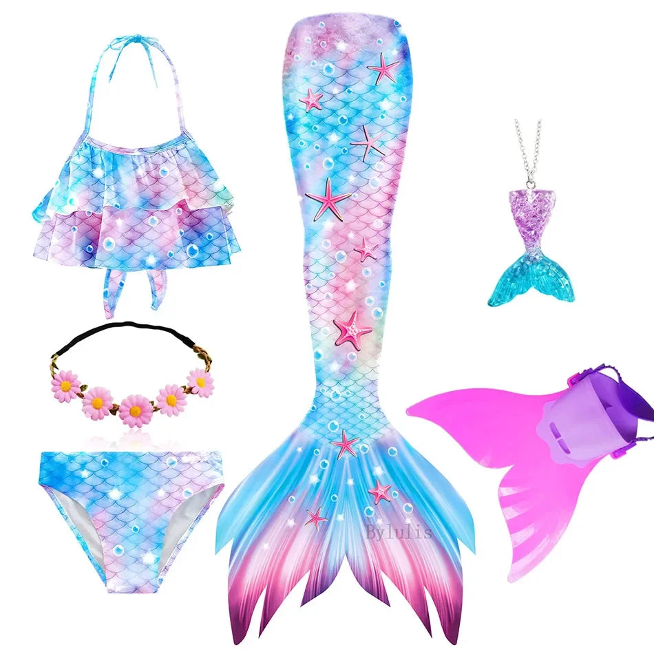 Mermaid Princess-Inspired Tail Memaid Swimsuit Bikini Bathing Suit Costume Girls Can