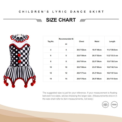 Kids' Clown Jester Circus Halter Neck Checkerboard Sequins Tutu Costume - alternate view 6