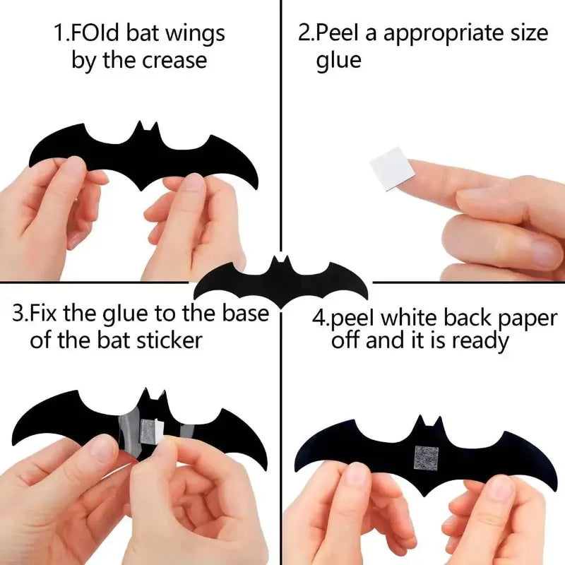 3D light-up Halloween bat wall decorations with purple LED glow
