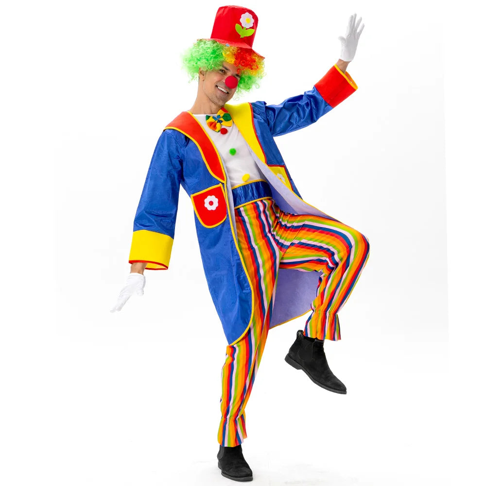 New Adult Men's Clown Costume Halloween Cosplay Clown Dress Up Circus Clown Performance Costume Full Set of - product image 4
