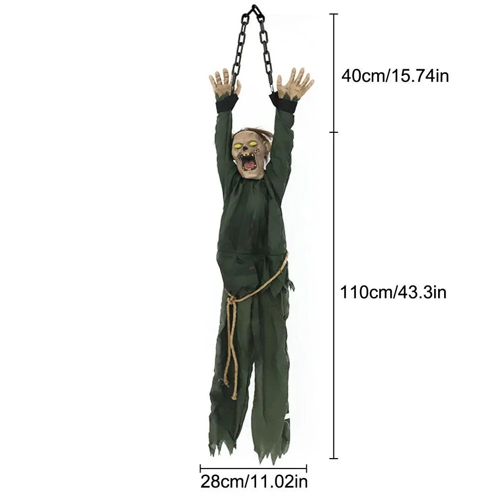 Animated Hanging Clown with Chain Glowing Eyes Creepy Sound for Haunted House Prop - alternate view 13