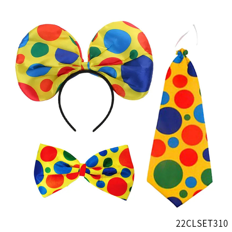 Clown Costume - Nose Wig Bow Tie Shoes Headband Gloves Hat Stockings and Vest Dress Up - 20 / One Size