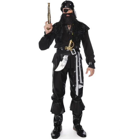 Halloween Medoeval Captain Pirate Costumes Adult Costume for Women Men Couples - men / M