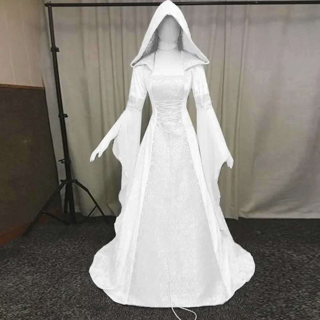 Women's Deluxe Witch Dress Medieval Renaissance Maxi Train Dress Halloween Devil Pagan Witch Wedding Cos - product image 13