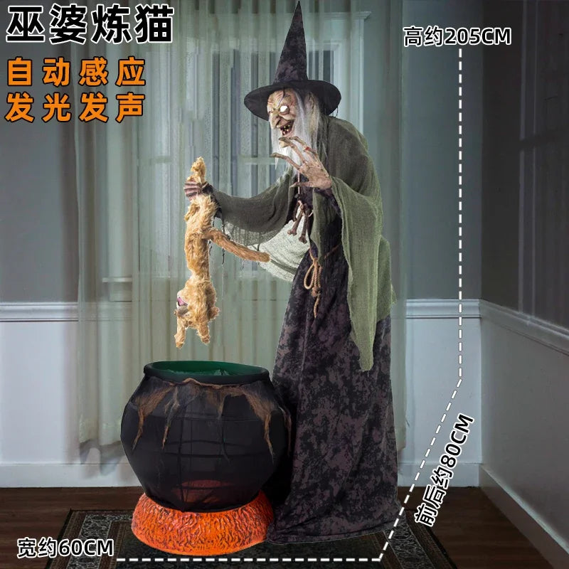 Decoration Large Electric Skull Sensing Sound Ghost Witch Pumpkin Man