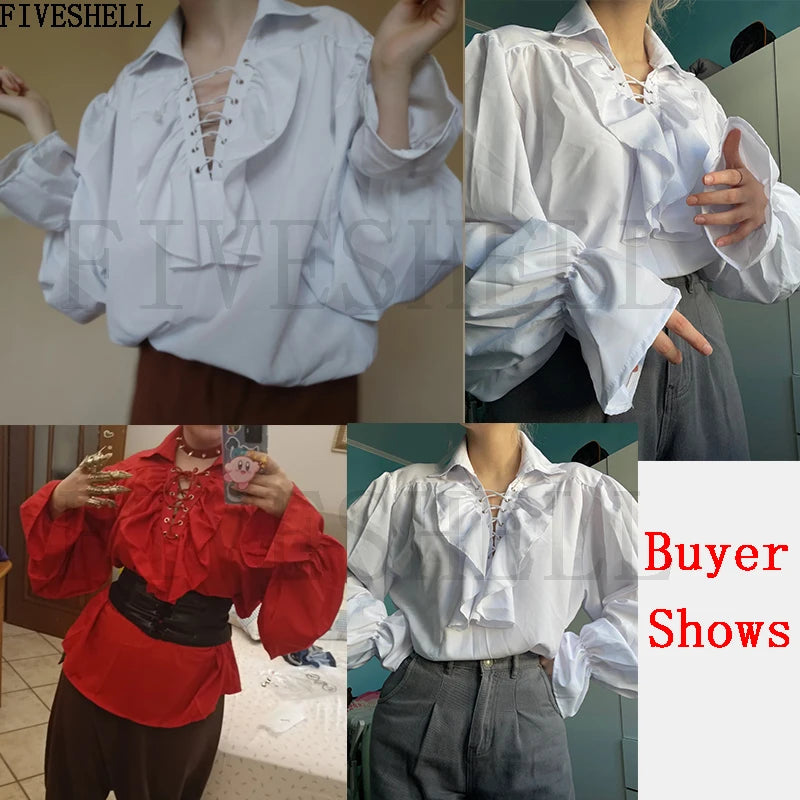 Medieval Autumn Shirts Steampunk Bandage Long Costume - alternate view 6