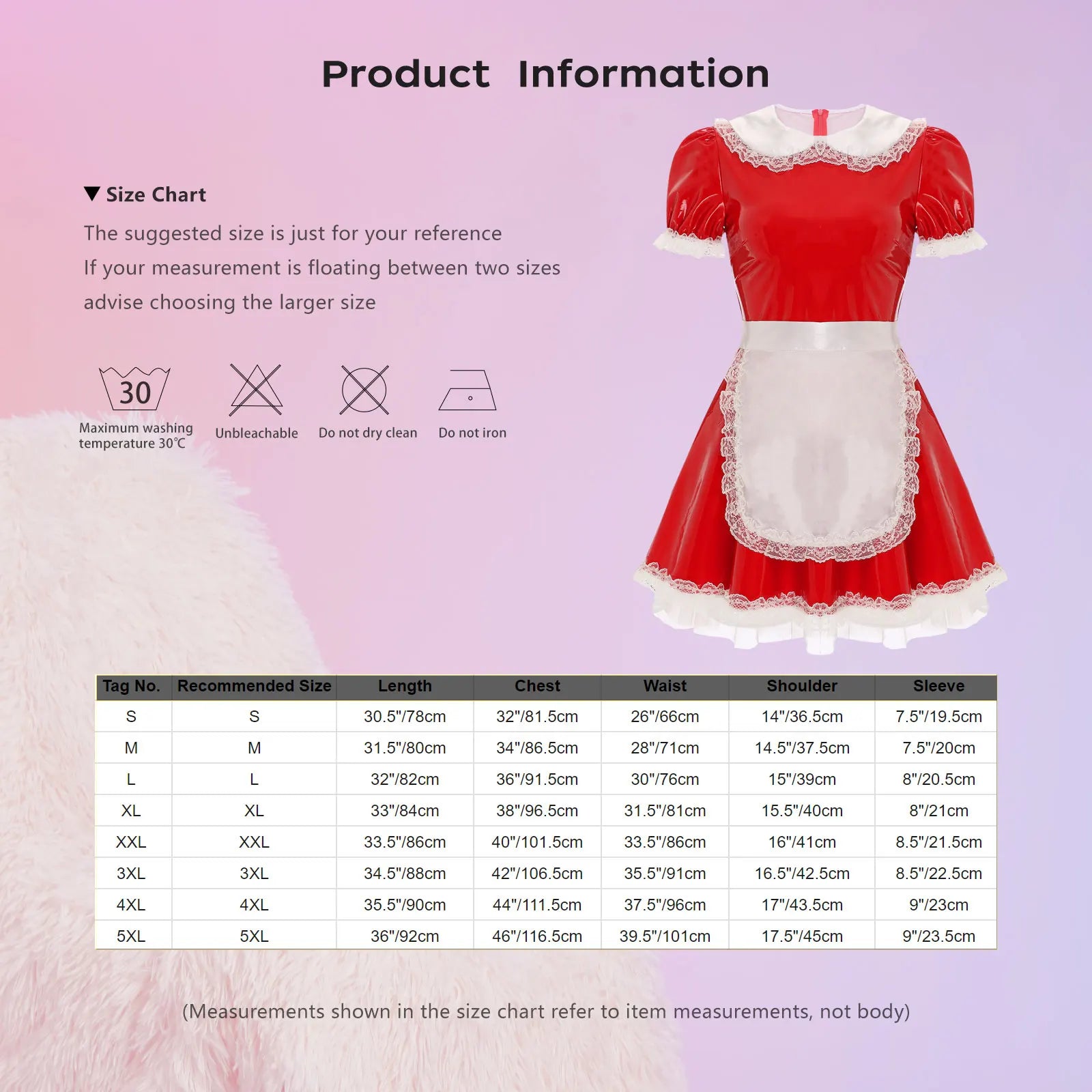 Women's Servants Maid Puff Sleeve Lace Patent Leather Apron Nightwear Costume - alternate view 6