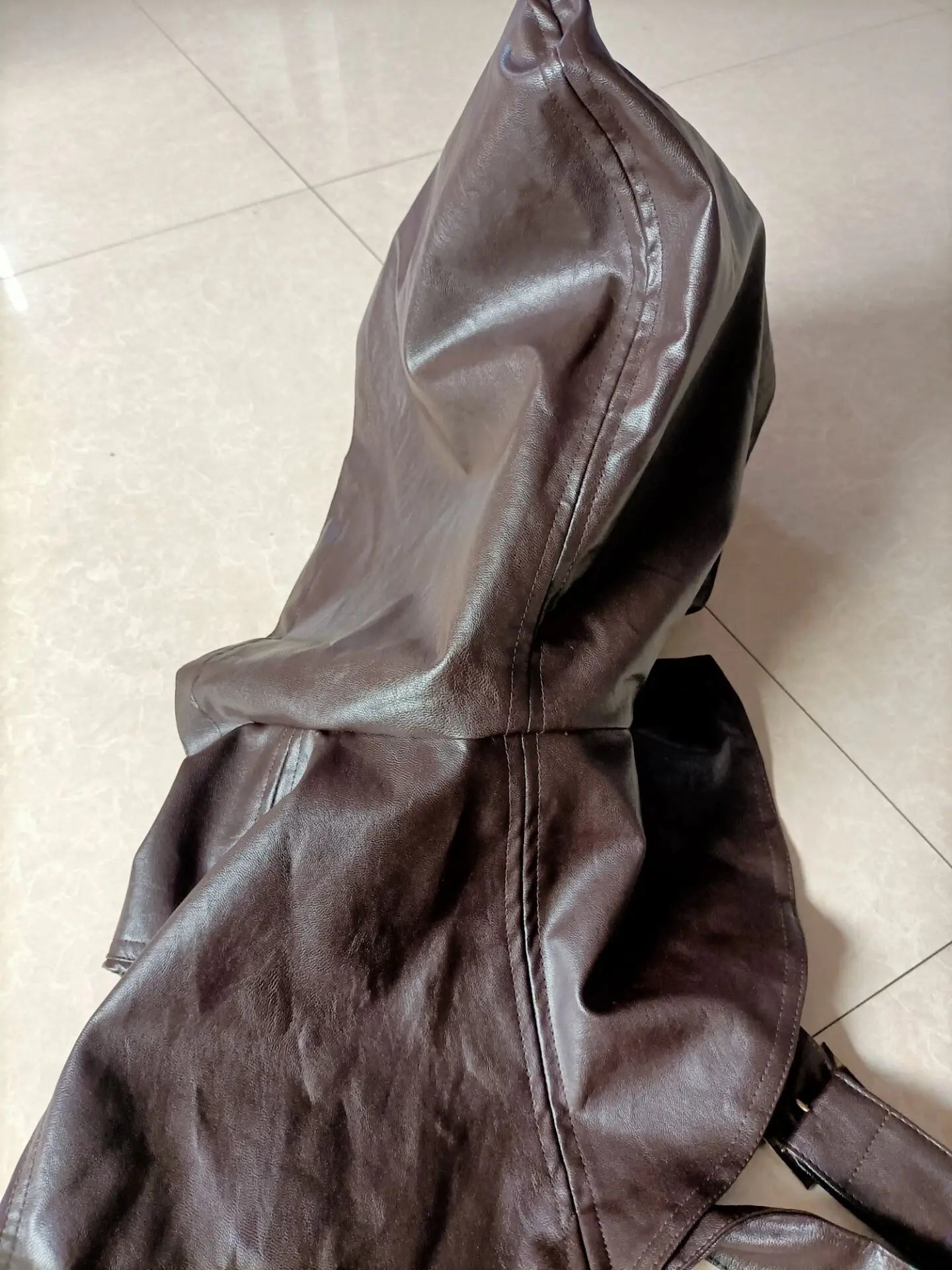 Medieval Women Armor Huntress Men's Assassin Costume Leather Hooded Shawl Viking Warrior - Brown / L