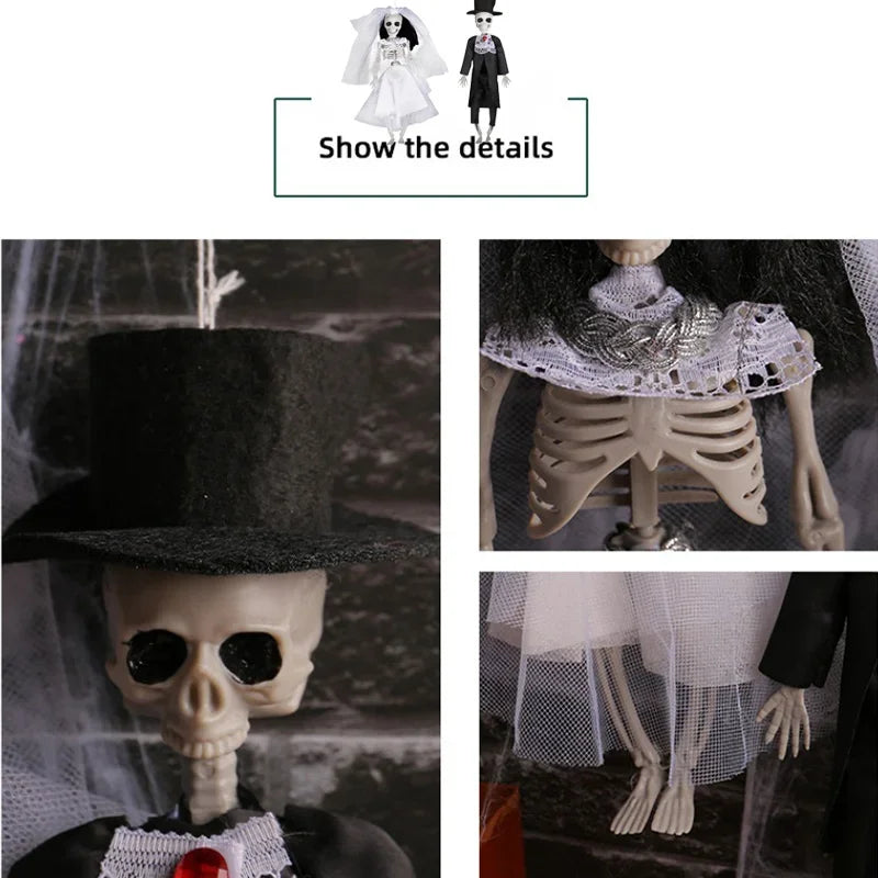 Halloween Skeleton Bride Groom Hanging Ornament Mini Wedding Skull Doll - product image 5