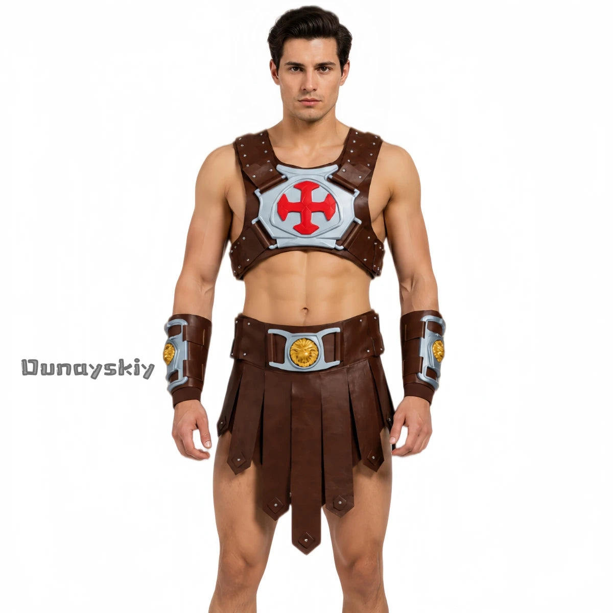 CR Cos%HeeMan Costume Movie Cartoon Masters Halloween Men's Roman Gladiator Costume - Costume wig / L