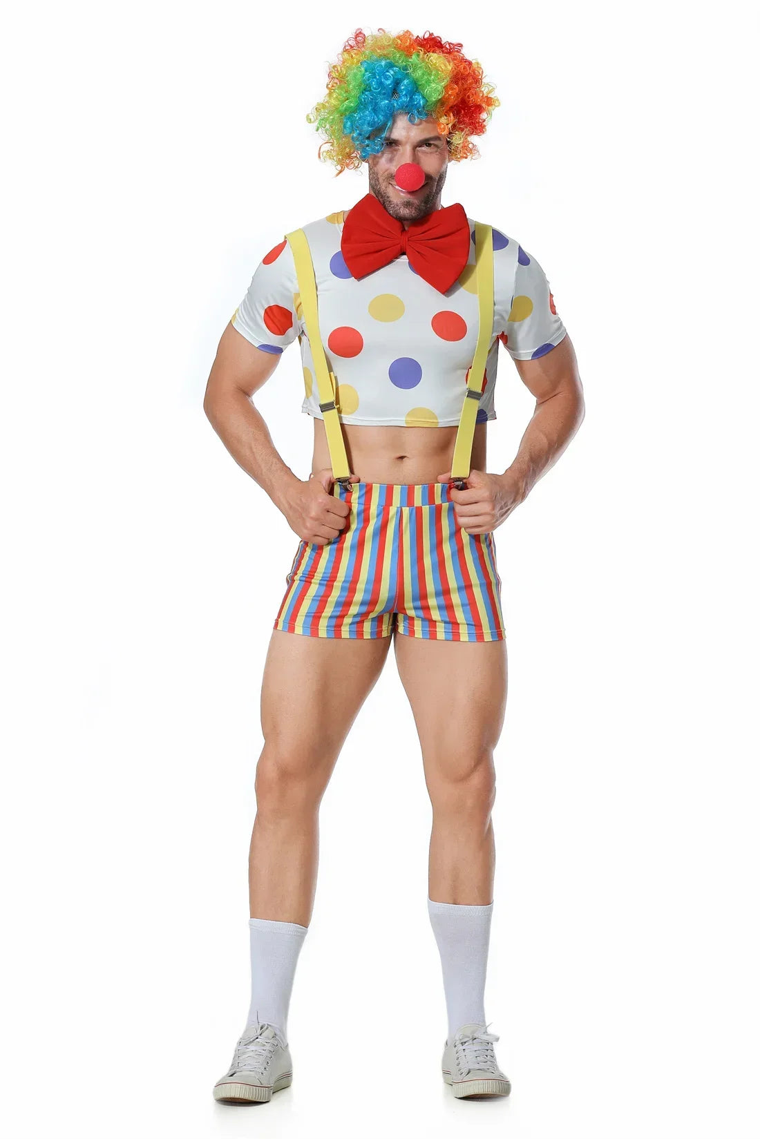 Men's Cosplay Funny Circus Clown Costumes Holiday Carnival Halloween Party Joke Dress With Wig Outfits - product image 3