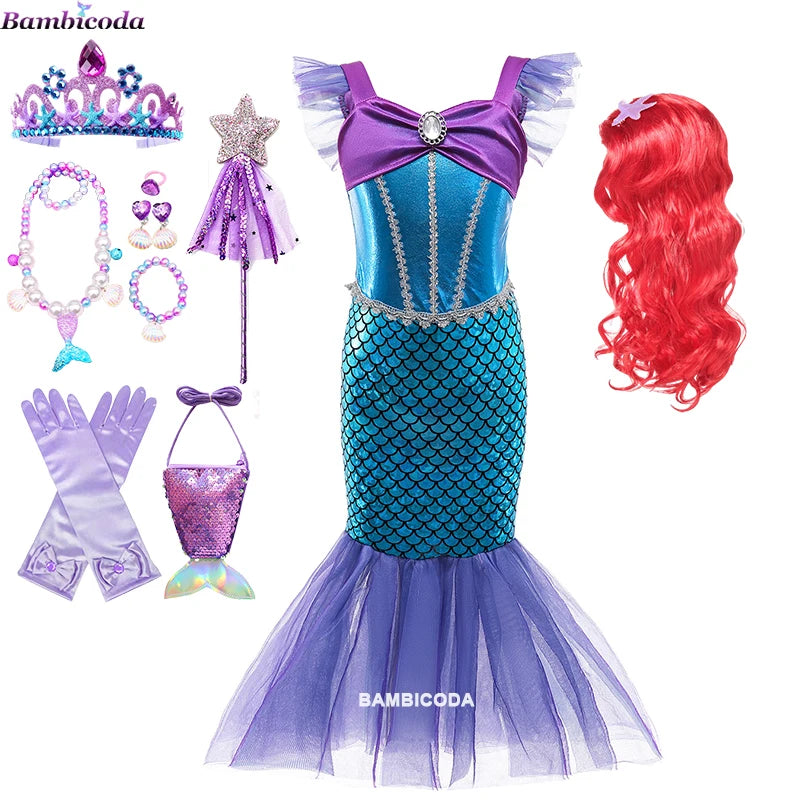 Ariel-Inspired Mermaid Princess Costume for Girls | Dress-Up Gown