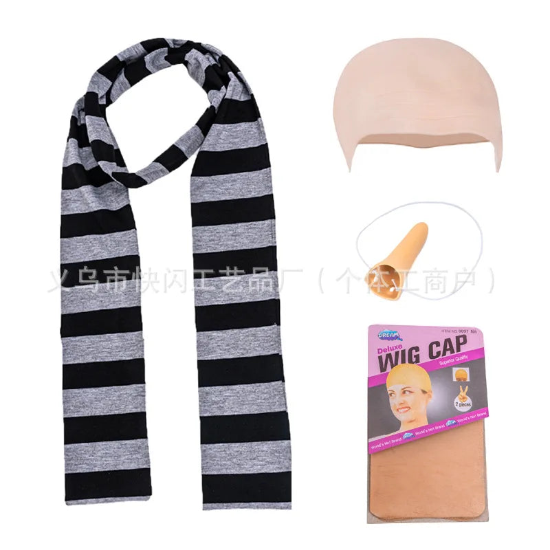 Men's Little Yellow Movie Cartoon Magical Thief Dad Gray Striped Scarf Halloween - View 7