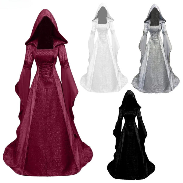 Women's Deluxe Witch Dress Medieval Renaissance Maxi Train Dress Halloween Devil Pagan Witch Wedding Cos - product image 1