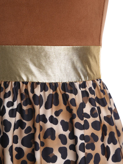 Kids' Prehistoric Cave Print One Shoulder Jagged Hem and Oversleeve Costume - alternate view 4