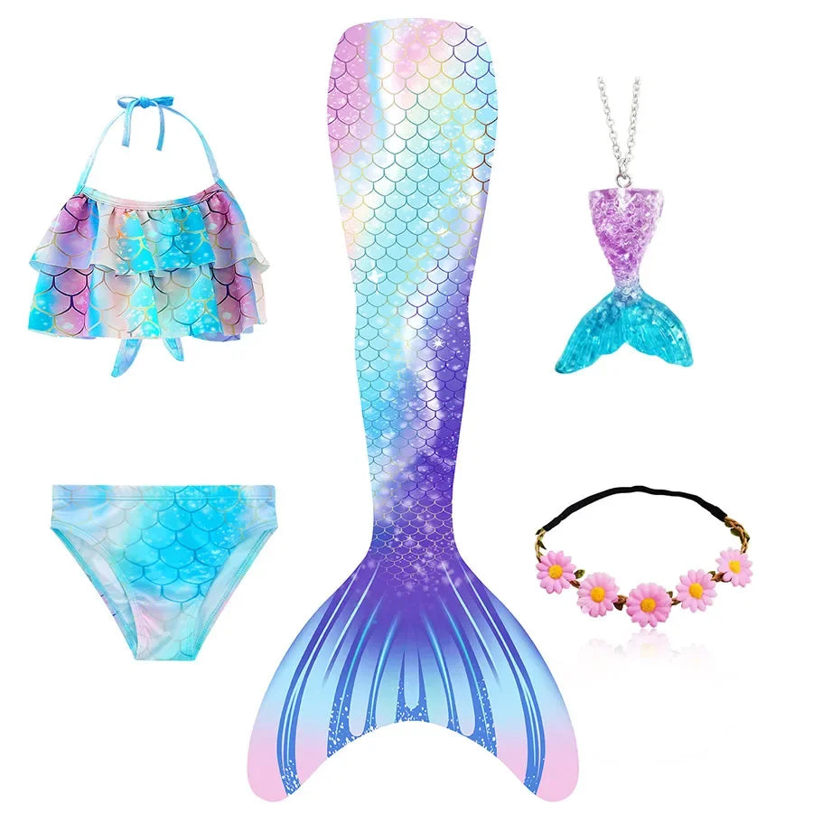 Mermaid Princess-Inspired Tail Memaid Swimsuit Bikini Bathing Suit Costume Girls Can
