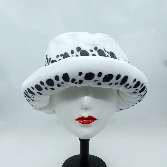 Halloween Anime Trafalgar Law Hat Costume Unisex White Spot Plush Cap Accessories Eternal - style 2