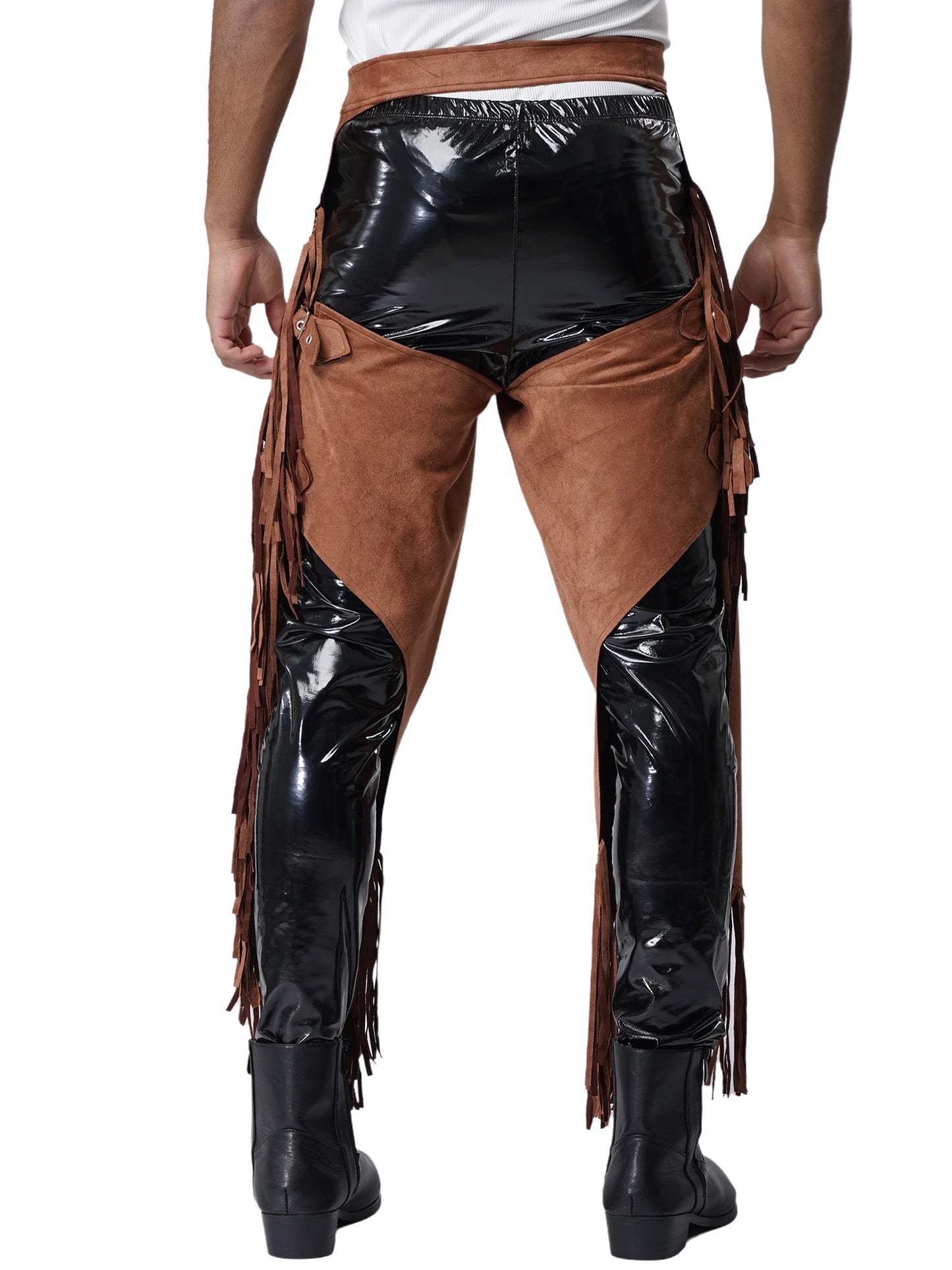Men's Hippie Western Cowboy Faux Suede Tassel Vest Costume - alternate view 6