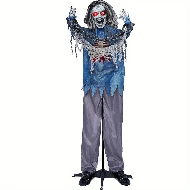 68" Zombie Decorations Standing Zombie Animatronics Decor with Chain