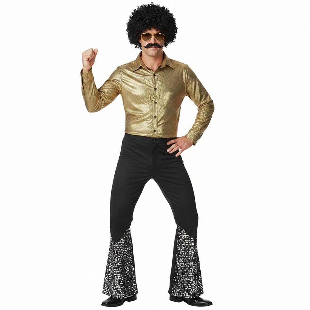 6-Pc Disco 1970s Retro Big Hair Men's Suit Halloween Costume - product image 5