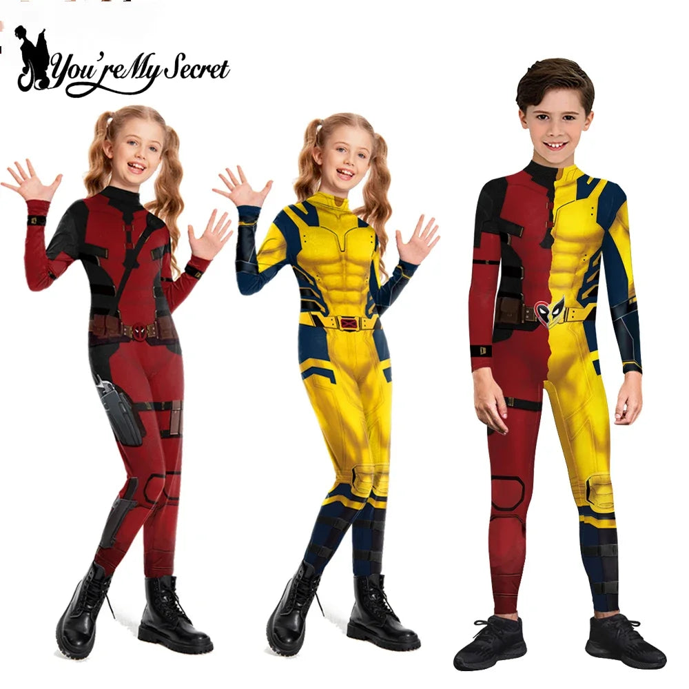Kids Deadpool Wolverine Cosplay Costume Superhero Boys Girls Superhero Children Halloween Party Bodysuit - product image 1