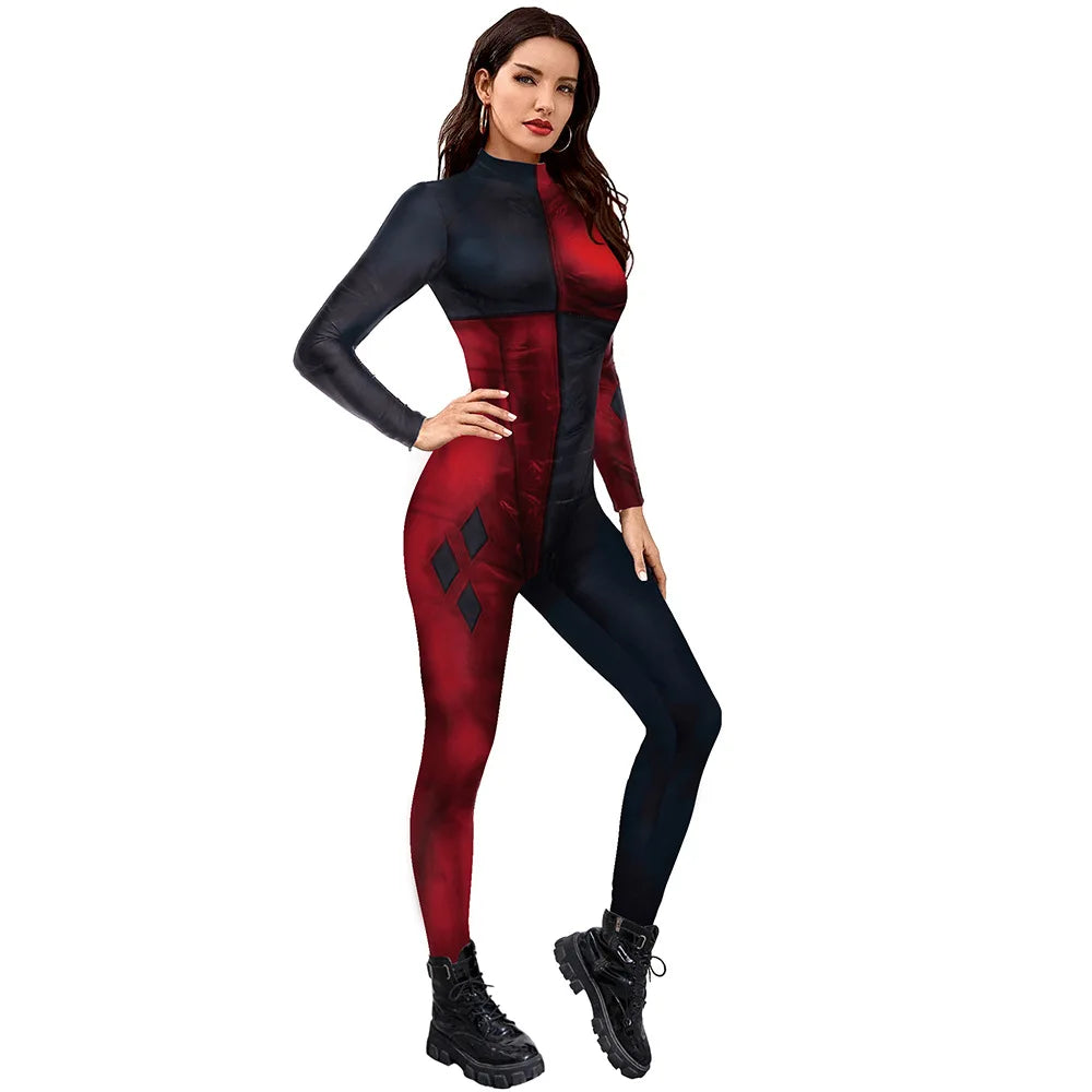 Women's For Movie Role Print Jumpsuit Christmas Dresses Bodysuit Anime Costume - alternate view 2