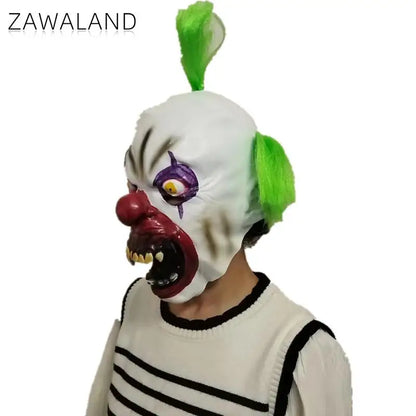 Zawaland Halloween Scary Clown Mask Green Hair Sharp Teeth Horror Costume Prop Costume - View 2