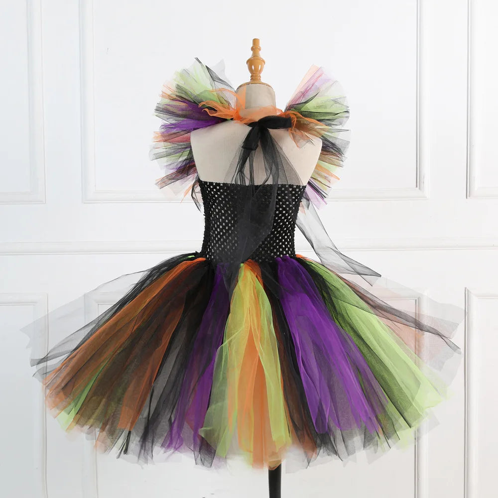 Girls Halloween Cosplay Witch Dress With Hat Costume Carnival Vestidos Kids Party Cosplay Dress Children - product image 4
