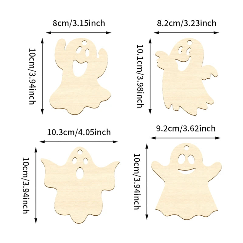 20Pcs Halloween Wooden Ghost Unfinished Wood Ghost with Twine for DIY - product image 6