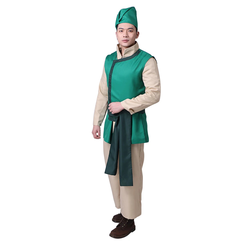 The Last Airbender Costume Cabbage Merchant Costume Adult Men's Green Uniform Suits - M