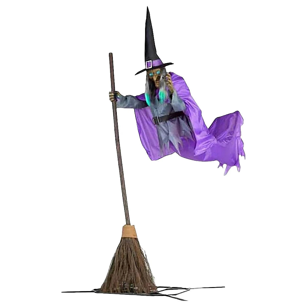 Halloween Props Flying Witch Decoration with Scary Sounds and Lights Fun - product image 7