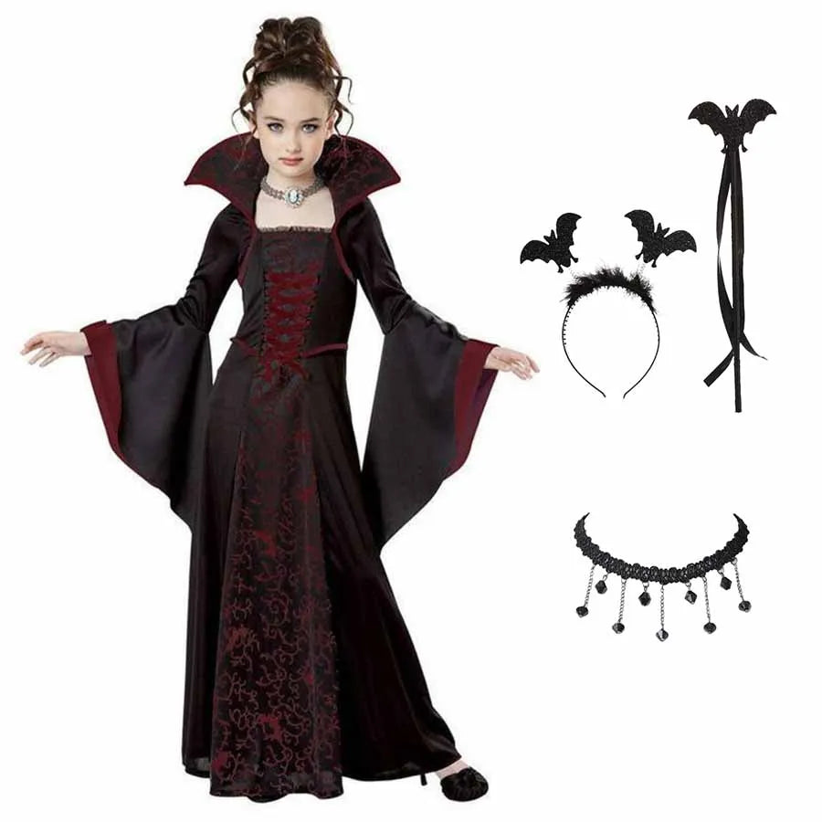 Kids' Vampire Fantasy Tutu Gothic Feather Halloween Costume - GRAY / 43.3 in (110 cm)