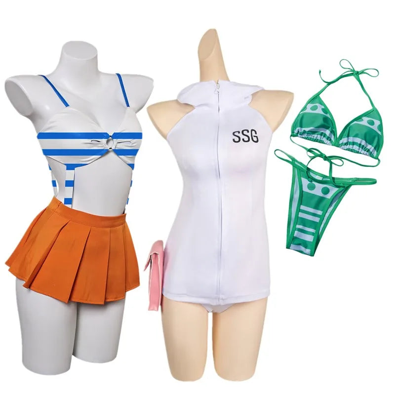 Nami Costume Adult Women Jumpsuit Waistbag Bikini Swimsuit Beach Skirt Outfits Halloween - 01 / XS