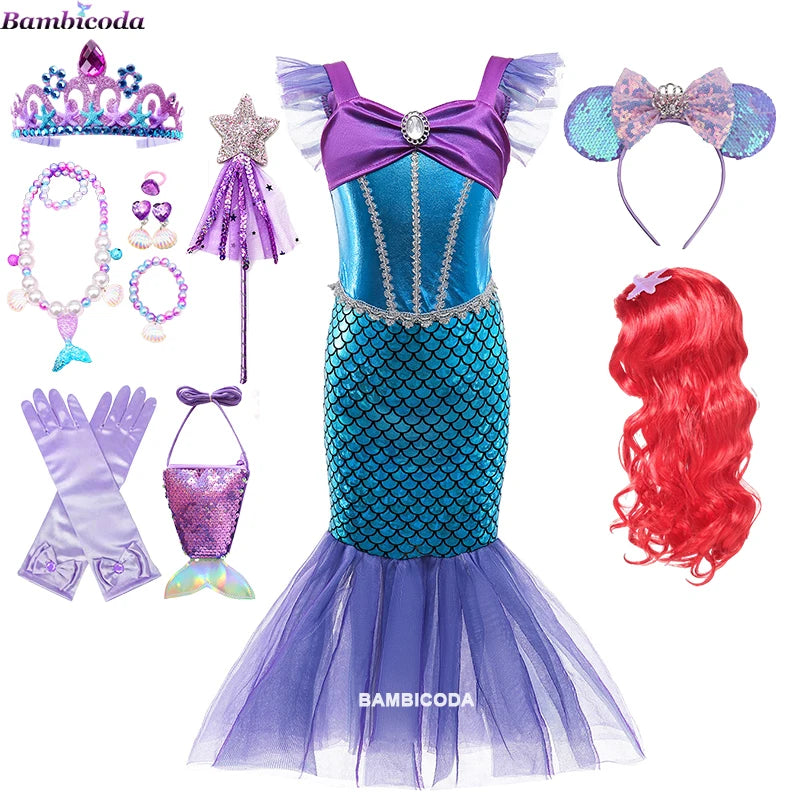 Ariel-Inspired Mermaid Princess Costume for Girls | Dress-Up Gown