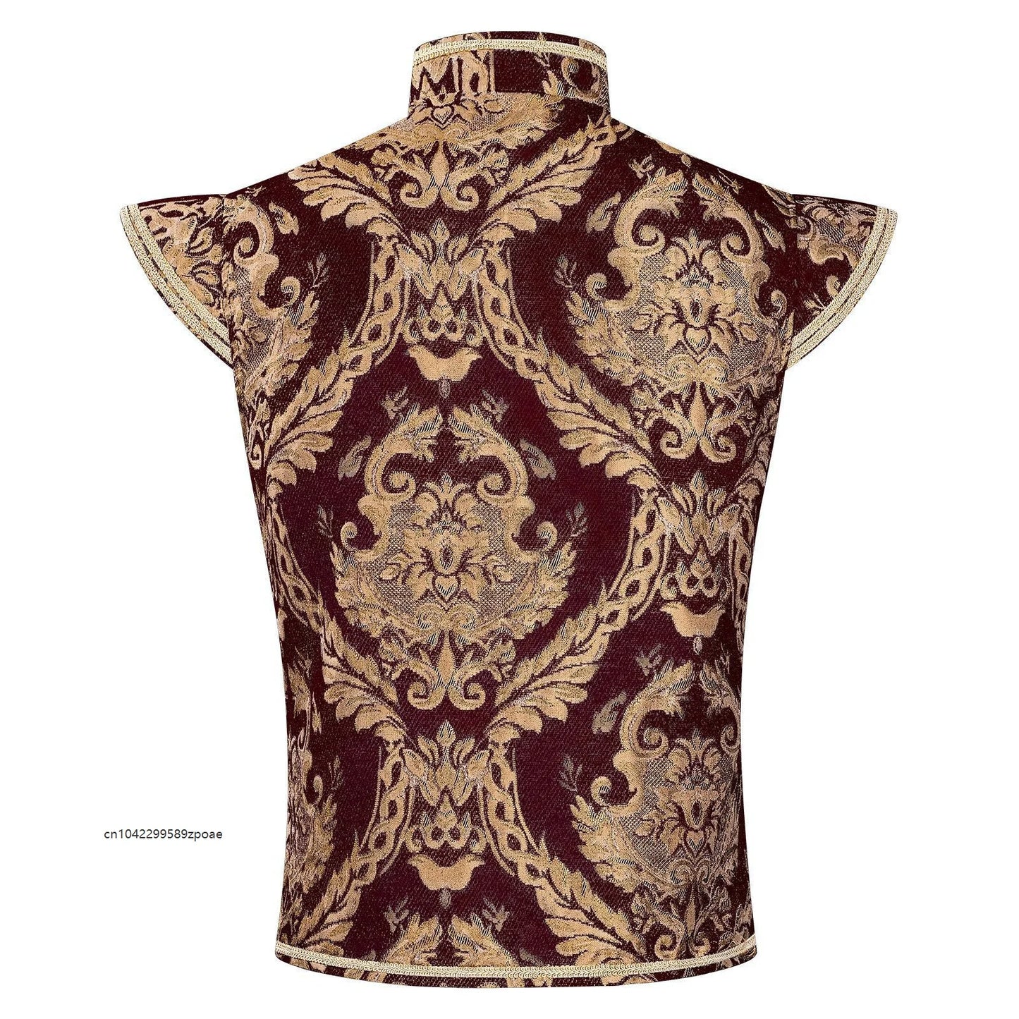 Men Renaissance Royal Prince Costume Set Medieval King Prince Bloomers Shorts Vest - vest C / XXL