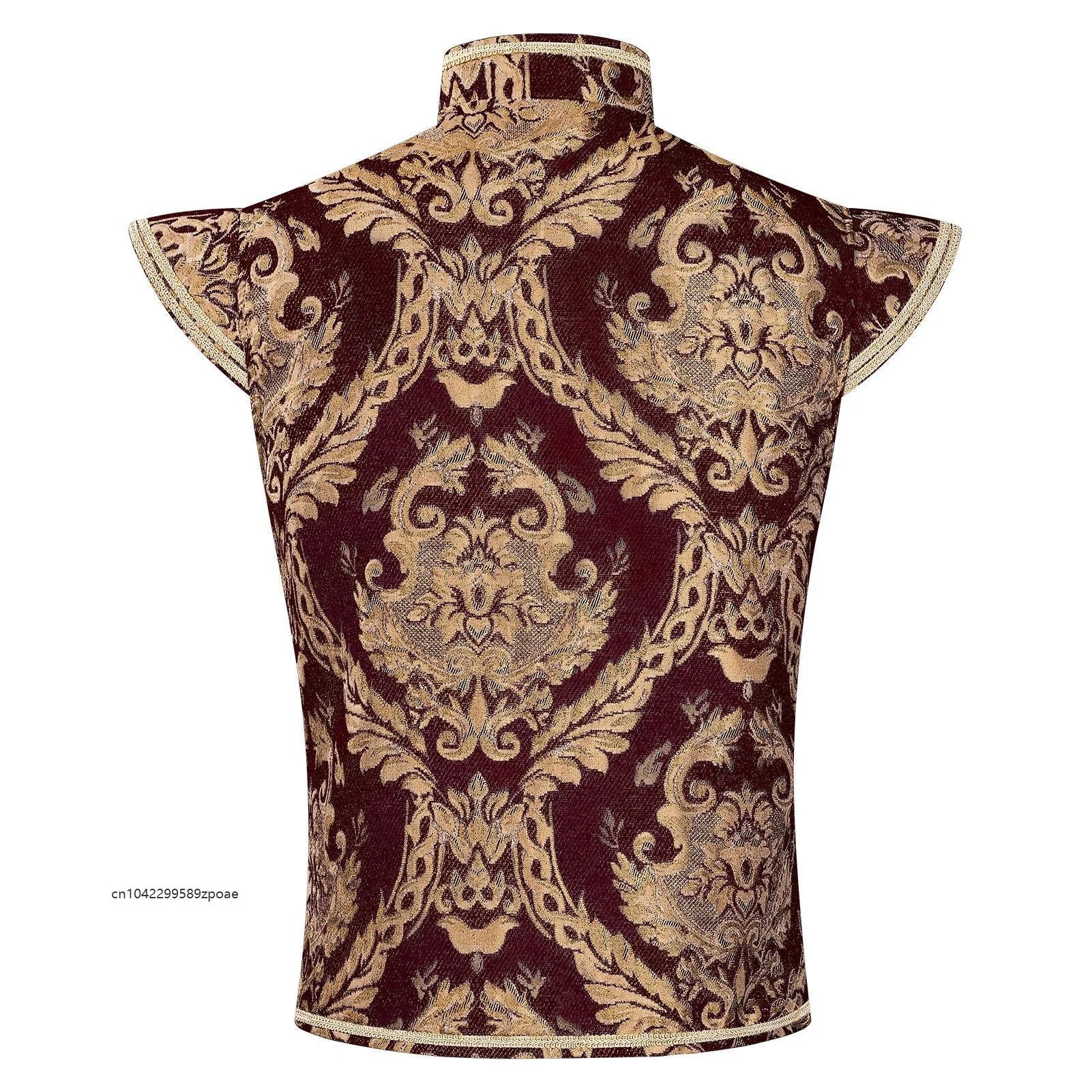 Men Renaissance Royal Prince Costume Set Medieval King Prince Bloomers Shorts Vest - vest C / XXL