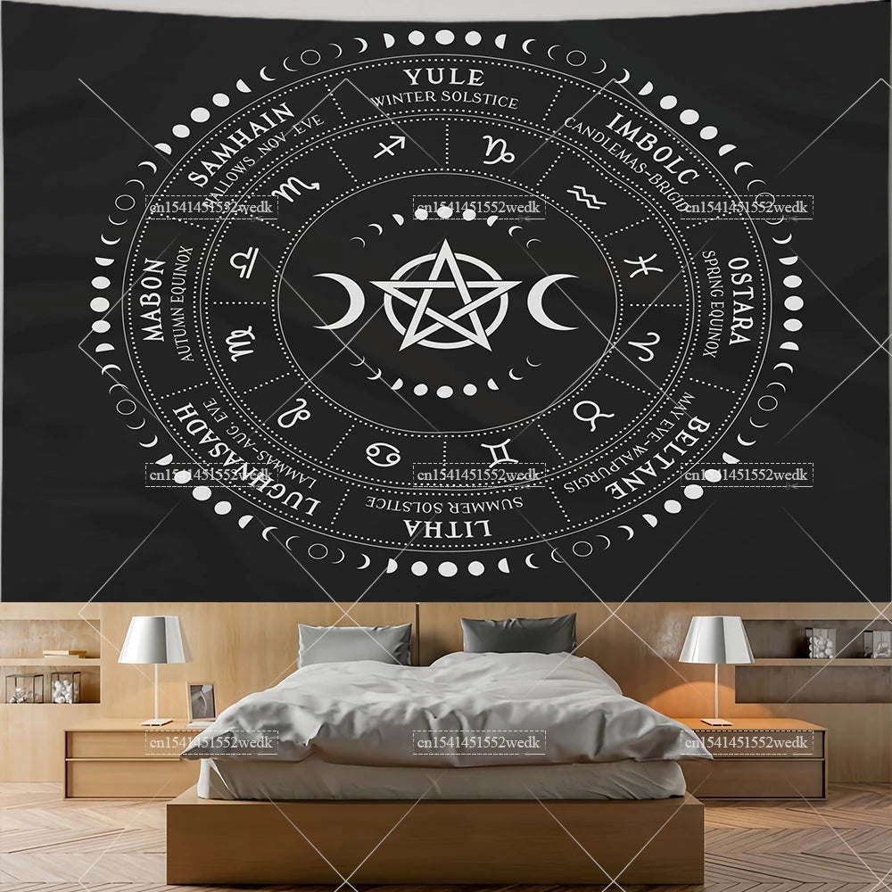 Pentagram Moon & Celtic Witchcraft Tapestry