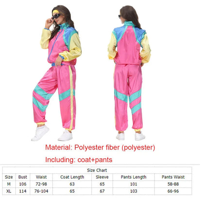 Adult Women Men 80s 90s Retro Sportwear Hippie Disco Cosplay Costume Outfits Halloween Carnival Suit Party - product image 14