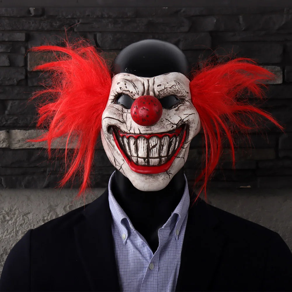 Twisted Carnival Sinister Clown Creepy Clown Mask Cosplay Bloody Half Face Clown Latex