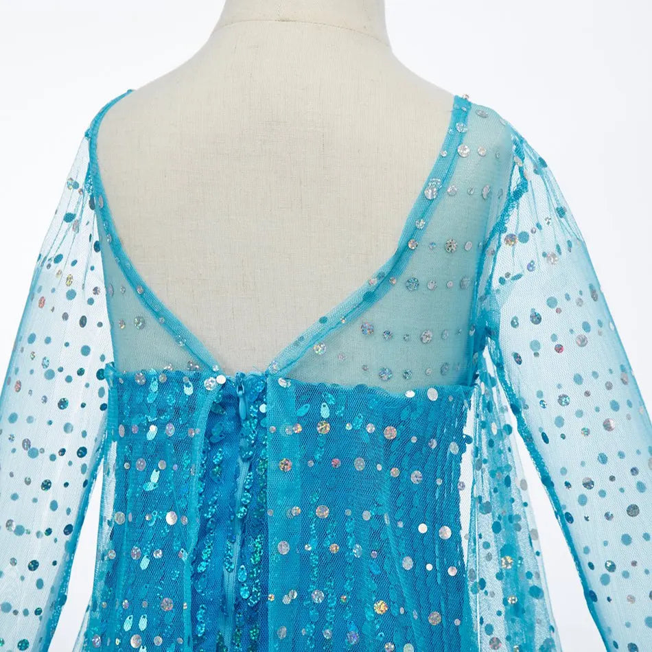 Ice Queen Princess Halloween Costume for Kids - Blue Sequin - product image 6