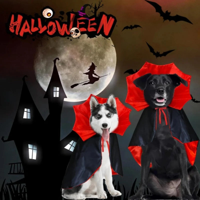 Pet Cape Costume with Bat Wings Adjustable Vampire Cloak for Puppy Kitten Dog Cat