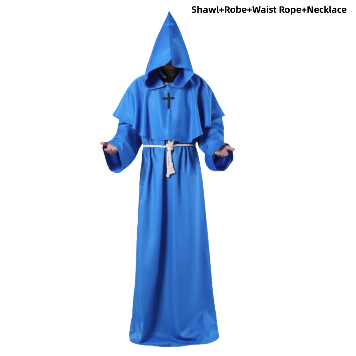 Adult Wizard Middle Ages Christian Monk Friar Priest Hooded Costume - alternate view 13