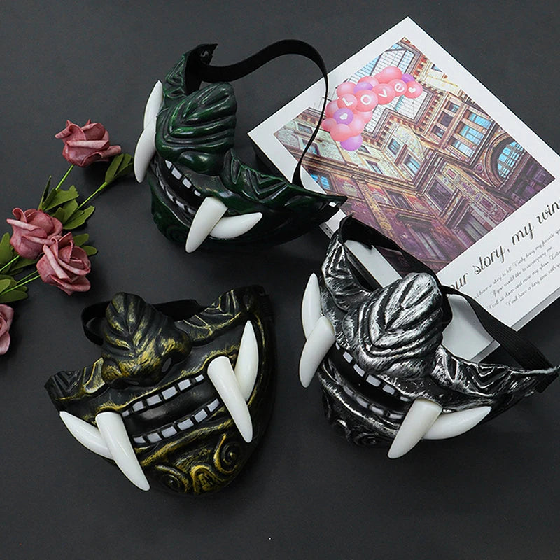 Japanese Samurai Oni Demon Mask Halloween Demon Samurai Costume Horror Prajna Killer Masks - B