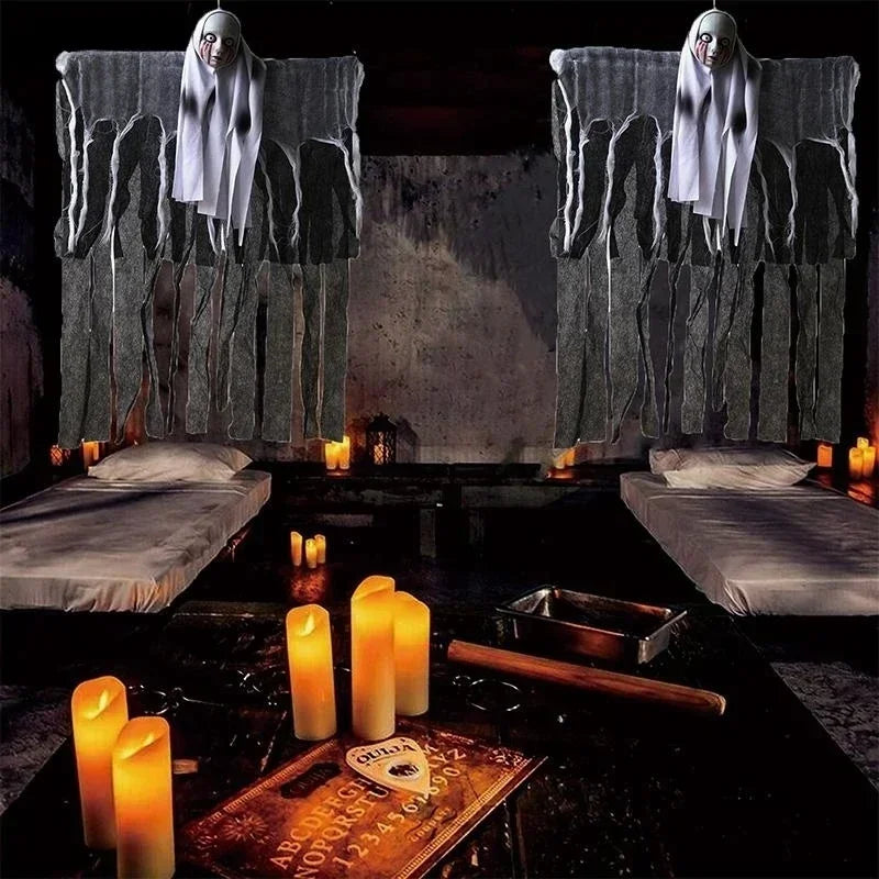 Halloween Hanging Ghost Skull Skeleton Gauze Scary Props Haunted House Outdoor Yard Garden Horror Decoration - product image 2