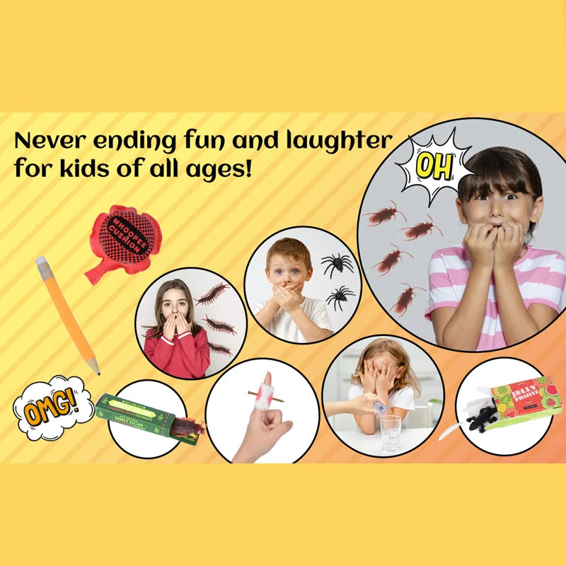 Jokes and Pranks Kit, Funny Gag Gifts, Novelty Toys for Kids and Adults, Party Prank Supplies, Surprise Gifts.